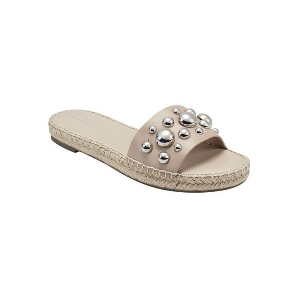 MARC FISHER Shoes - MARC FISHER Womens Beige Studded Beira Almond Toe Slip On Espadrille Shoes 9 M